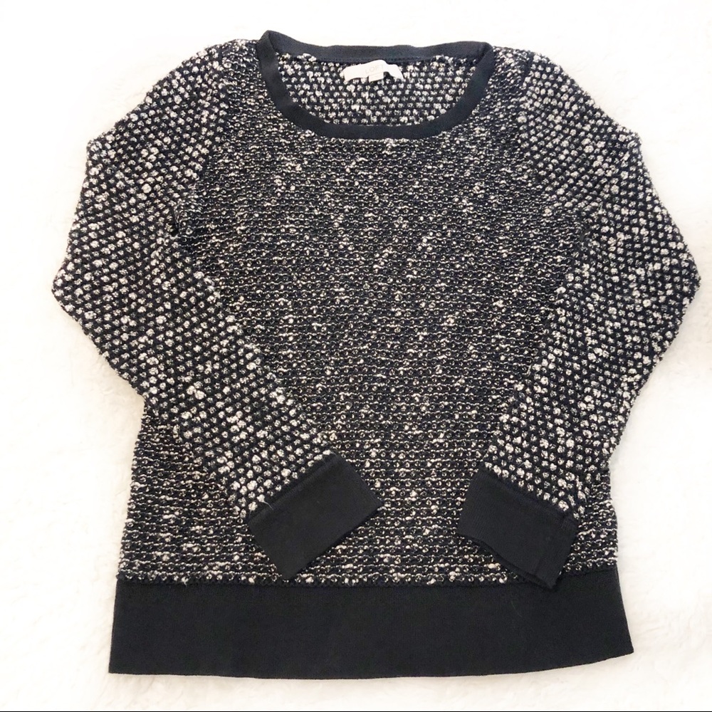 LOFT Black & White Crew Neck Sweater Size M